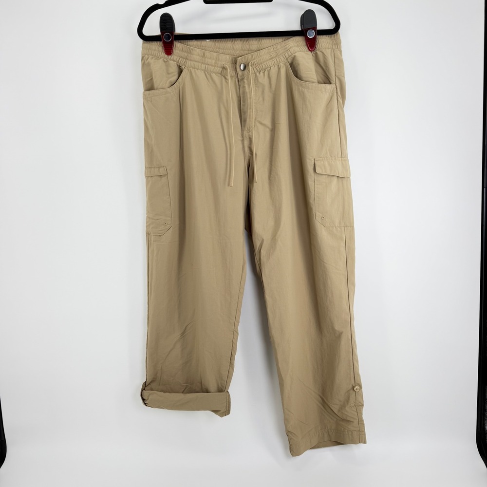Columbia Tan Nylon Cargo Hiking Pants Roll Up Hem Womens XL RN69724